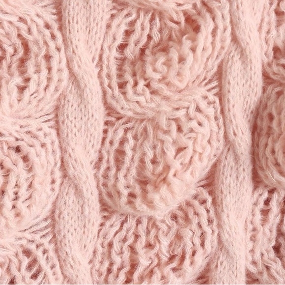 Pink Sweater Cable Knit, Small Medium - Picture 4 of 5